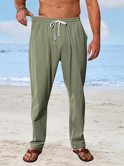 Linen-Blend Casual Pants
