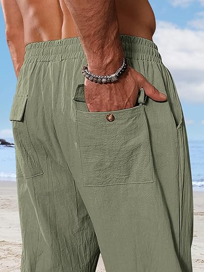Linen-Blend Casual Pants